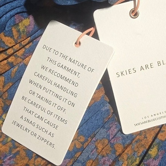 Skies Are Blue Women Blue Portofino 1 Shoulder Floral Pleated Peplum top NWT M - Picture 6 of 8